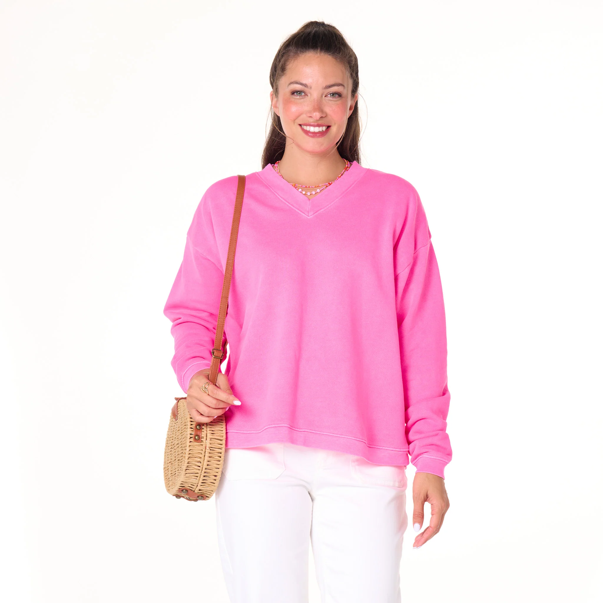 Crop Easy V Neck Sweatshirt - Image 5