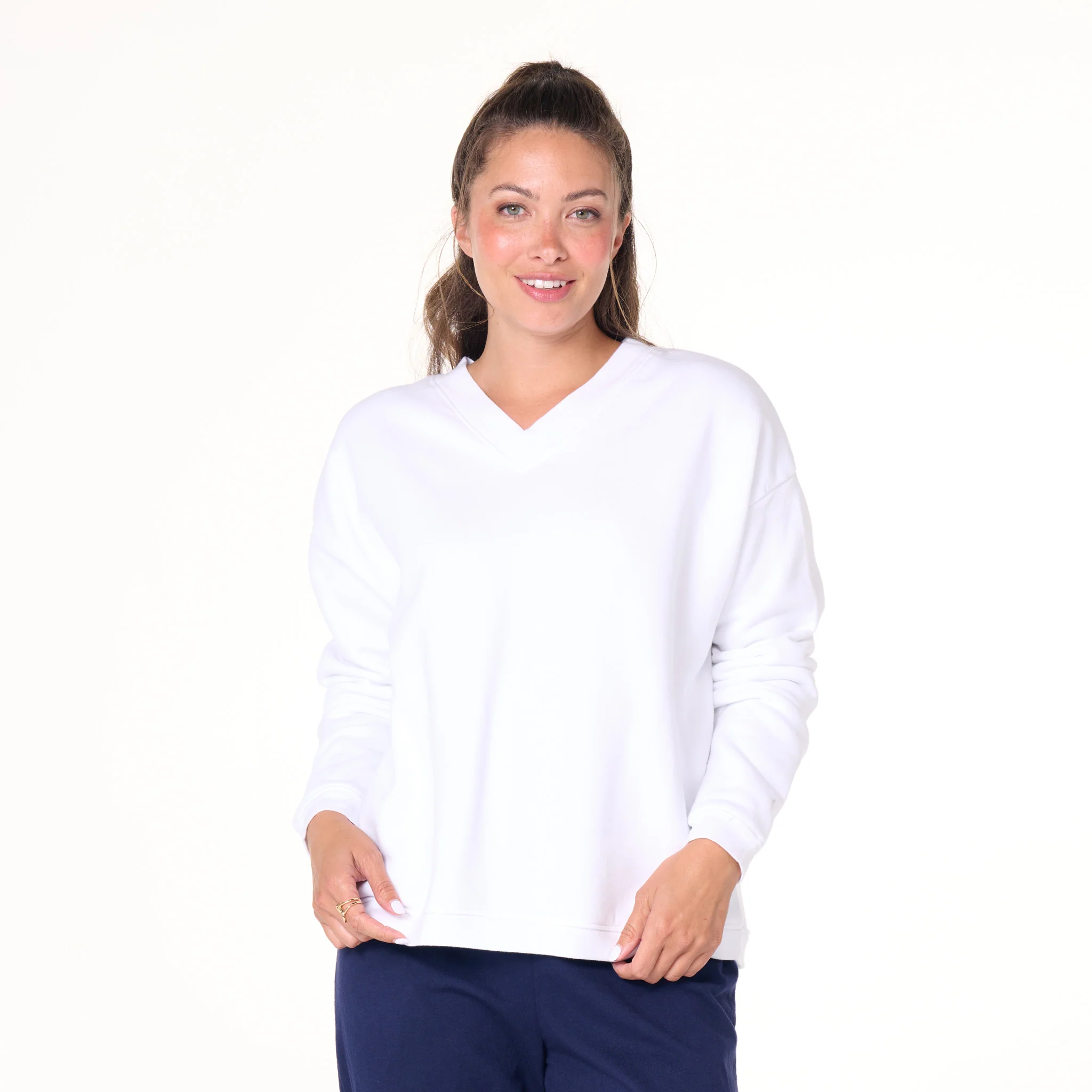 Crop Easy V Neck Sweatshirt - Image 8