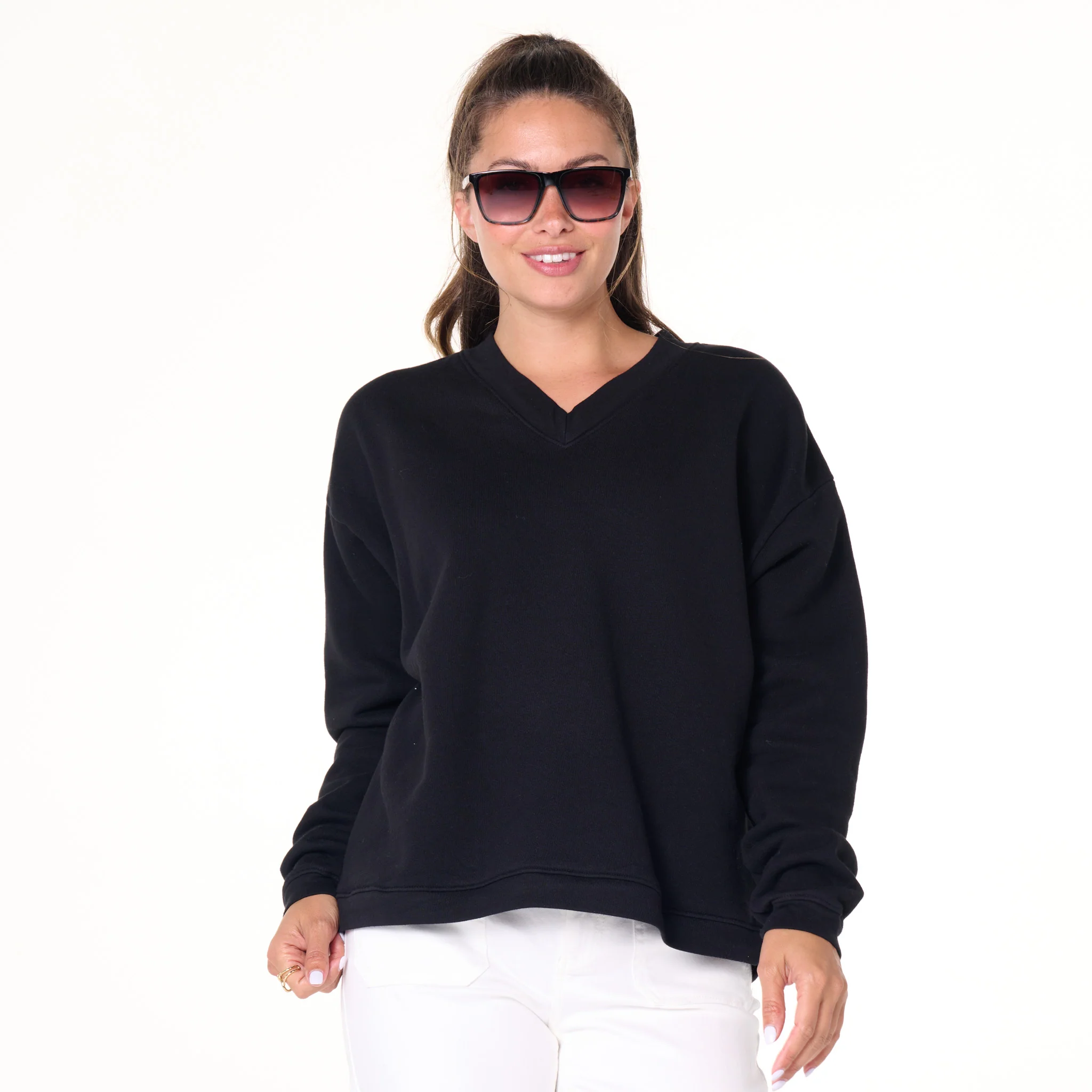 Crop Easy V Neck Sweatshirt - Image 9