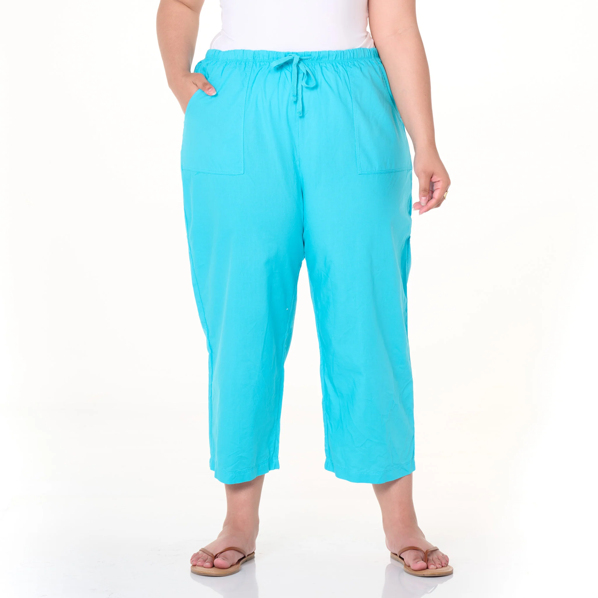 Topstitch Sheeting Capris | Plus Size - Image 7